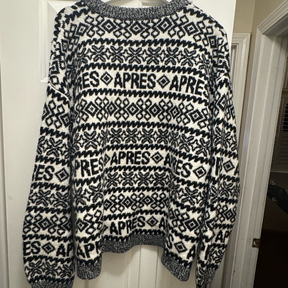 Black and White Crewneck Nordic Sweater